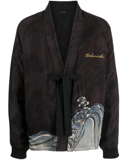 Maharishi Black Sue-ryu Japanese-print Reversible Kimono for men