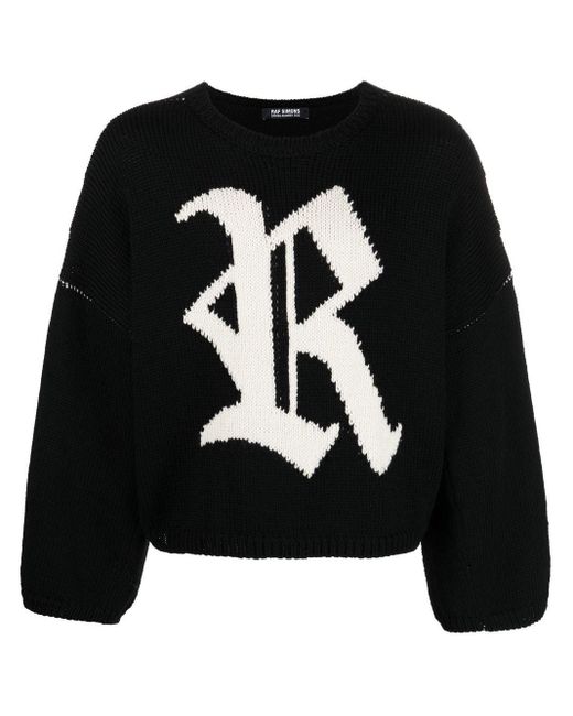 Raf Simons Black Intarsia-knit Long-sleeve Jumper for men