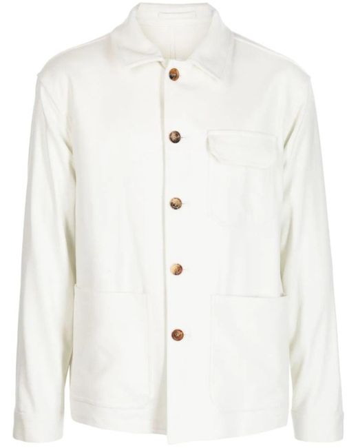 Lardini White Buttoned Cotton Shirt Jacket for men
