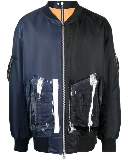 TAKAHIROMIYASHITA The Soloist Blue Oversized Two-Tone Flight Jacket for men