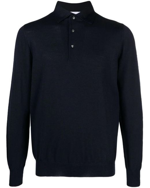 Lardini Blue Fine-knit Wool Polo Shirt for men