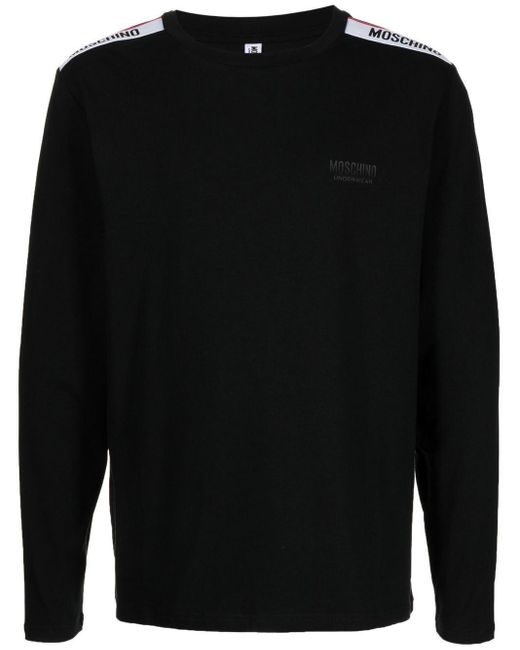 Moschino Black Logo-Tape Long-Sleeve T-Shirt for men
