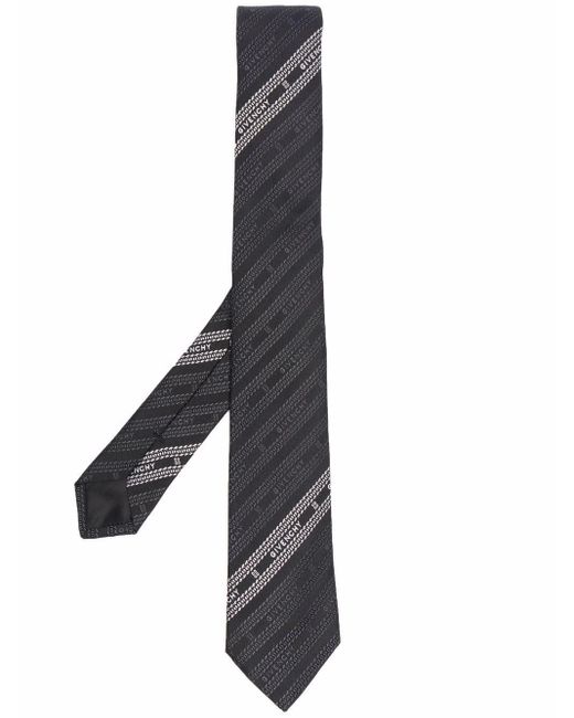Givenchy Black Logo-Embroidered Silk Tie for men