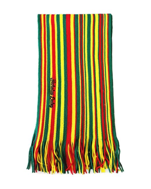 Nicholas Daley Green Logo-Embroidered Scarf for men