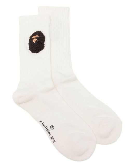 A Bathing Ape White Ape-Head Socks for men