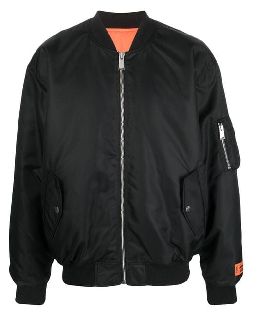 Heron Preston Black Padlock-Patch Bomber Jacket for men