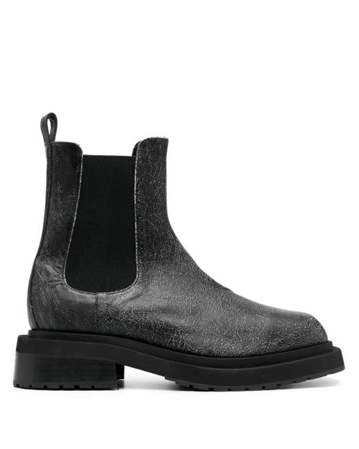 Eckhaus Latta Black Mike Cracked-effect Leather Boots for men