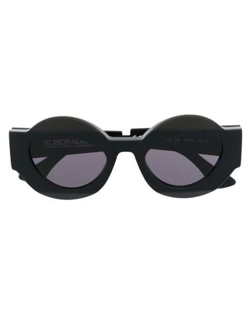Kuboraum Black Round-Frame Tinted Sunglasses for men