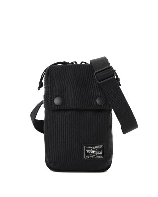 Porter-Yoshida and Co Black Flap Pocket Shoulder Bag for men