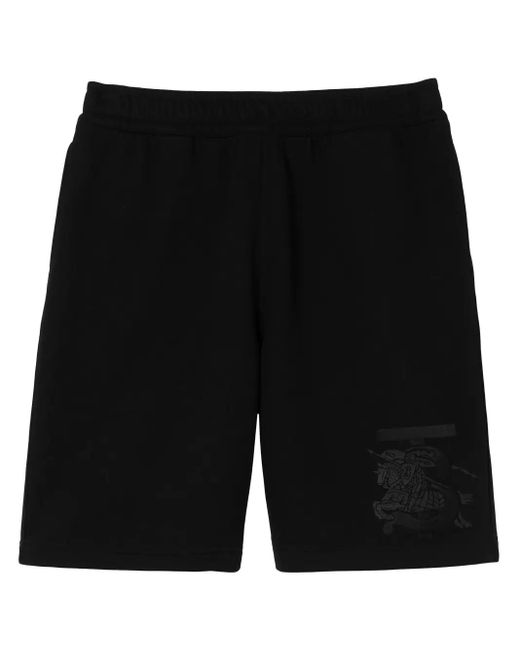 Burberry Black Logo-embroidered Cotton Track Shorts for men