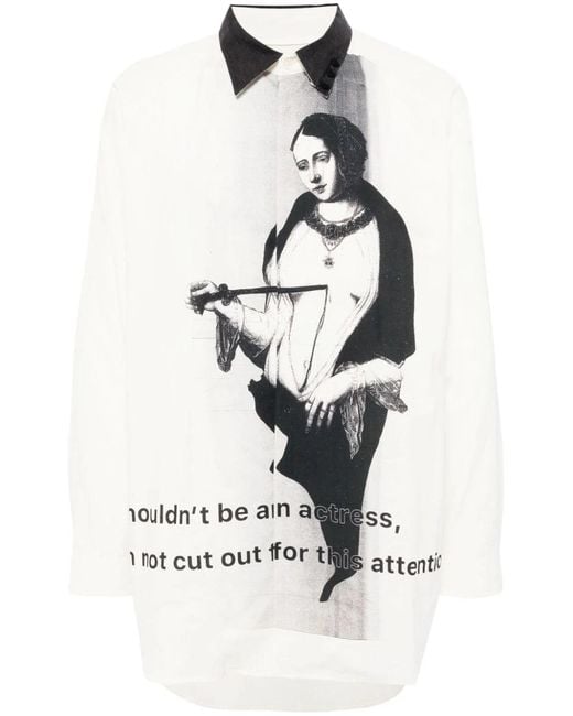 Yohji Yamamoto White Puncture M A-Stabbing Shirt for men