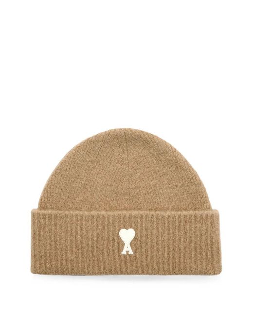 AMI Natural Alpaca Beanie With Ami De Coeur for men