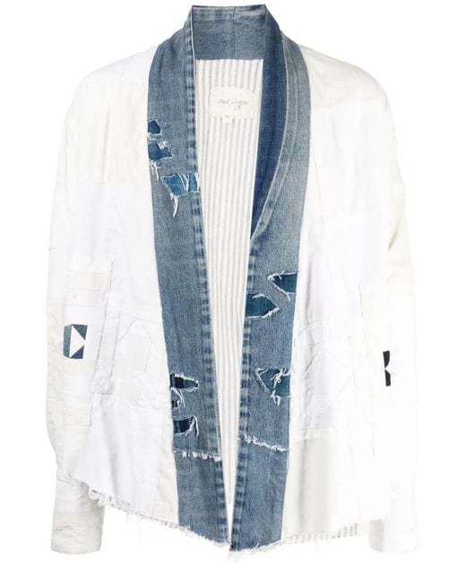 Greg Lauren Blue Open-front Distressed Jacket for men