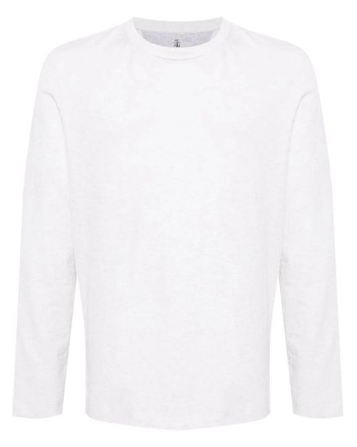 Brunello Cucinelli White Long-sleeve Cotton T-shirt for men