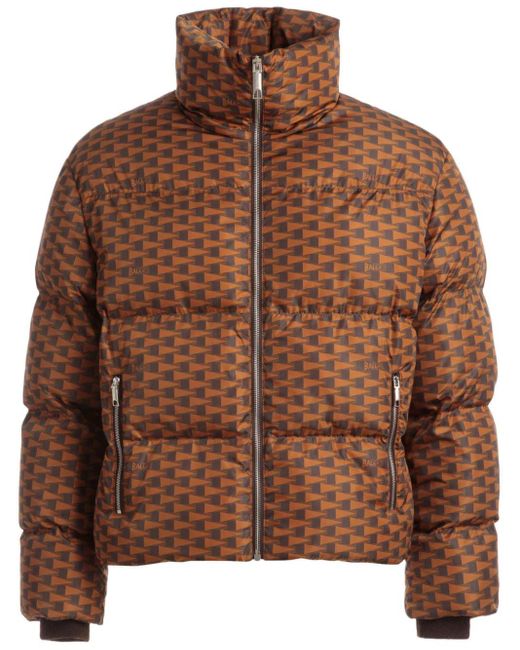 Bally Brown Geometric-print Padded Jacket for men