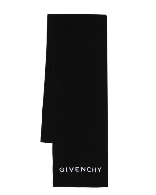 Givenchy Black Logo-embroidered Knitted Scarf for men