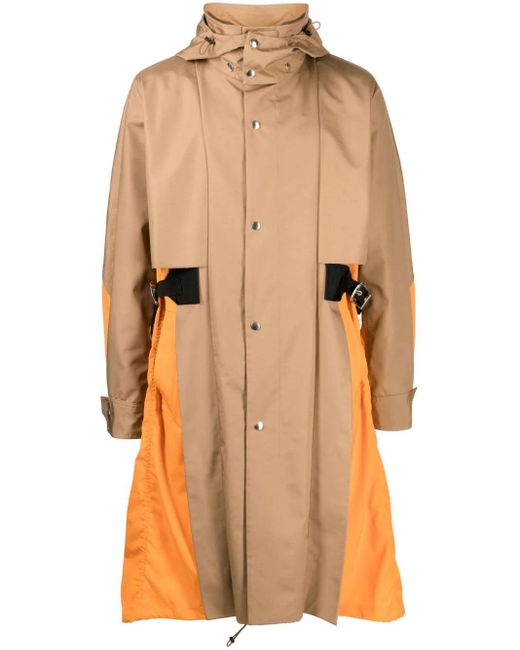 Toga Virilis Orange Taffeta Detachable-hood Midi Coat for men