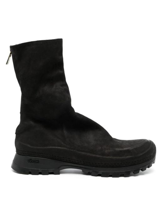 Yohji Yamamoto Black Round-toe Leather Boots for men