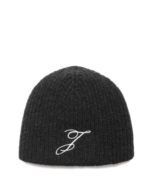 Jacquemus Black Merino Wool The Espiral Logo Beanie for men