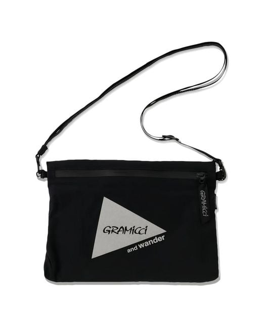 And Wander Black X Gramicci Logo-Print Messenger Bag for men