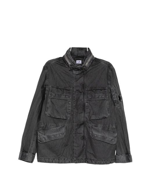 C P Company Black Lens-Detail Field Jacket for men