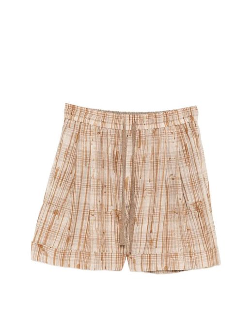 Ziggy Chen Natural Plaid Shorts for men