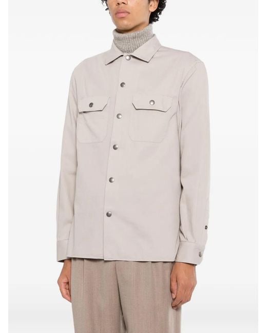 Brunello Cucinelli White Garment-Dyed Overshirt for men