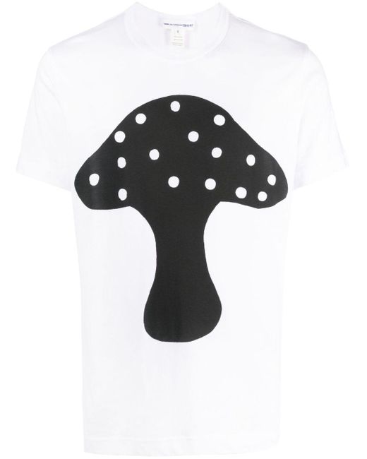 Comme des Garçons Black Mushroom-Print Cotton T-Shirt for men