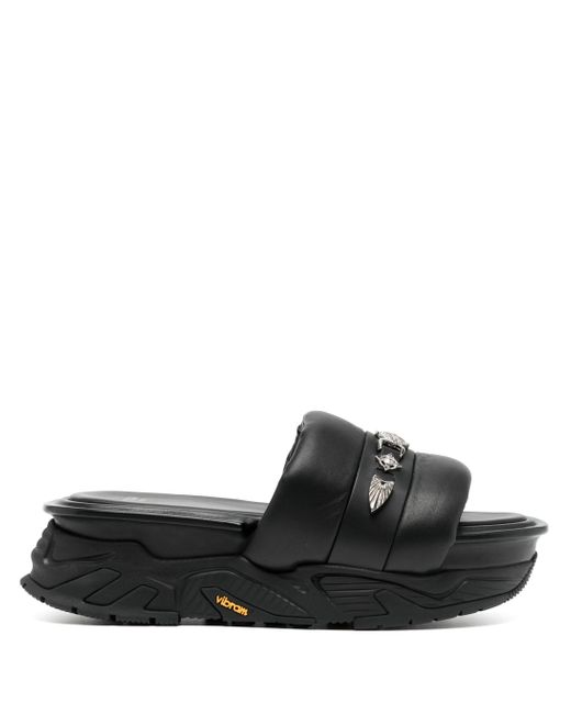 Toga Virilis Black Studded Leather Sandals for men