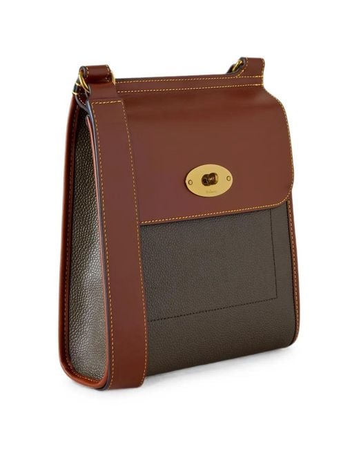 Mulberry Brown Antony Grained-Texture Messenger Bag for men
