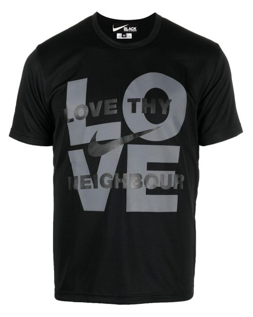 COMME DES GARÇON BLACK Black Love Thy Neighbour Slogan T-Shirt for men