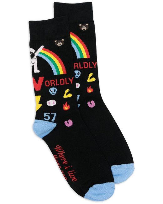 Walter Van Beirendonck Black Wool Rainbow Socks