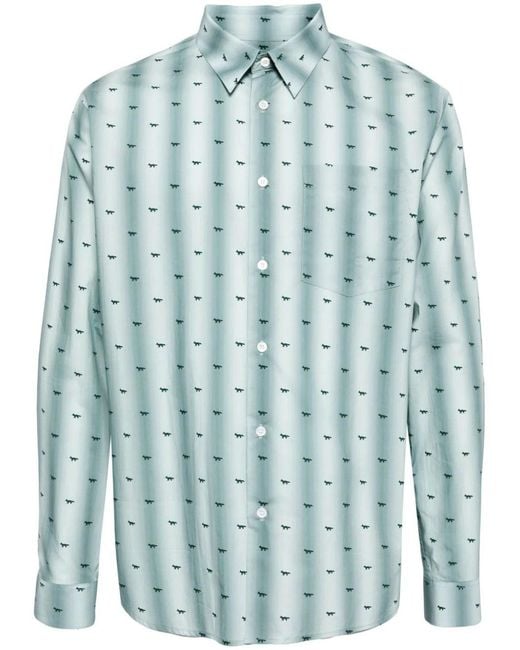 Maison Kitsuné Blue Shirt With Print for men