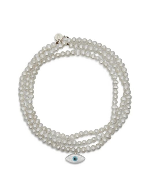 Undercover Metallic Eye-Pendant Pearl-Beaded Bracelets for men