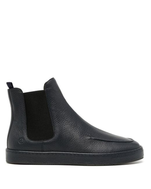 Giorgio Armani Black Pebbled Leather Ankle Boots for men