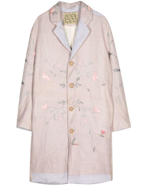 By Walid Pink Flower-embroidered Coat for men