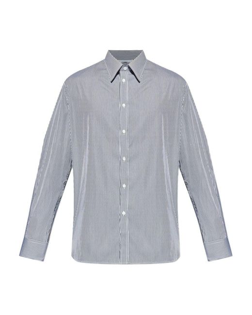 Givenchy Gray Striped Embroidered Shirt for men