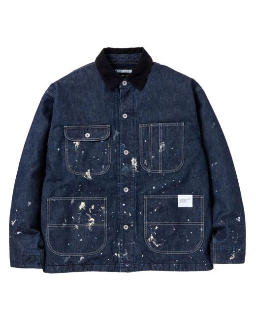 Neighborhood Blue Corduroy-Collar Washed Jacket for men