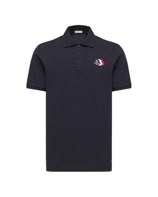Moncler Black Cotton Short Polo for men