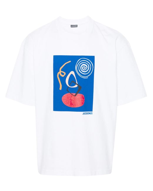 Jacquemus Blue Cuadro Abstract-Print T-Shirt for men