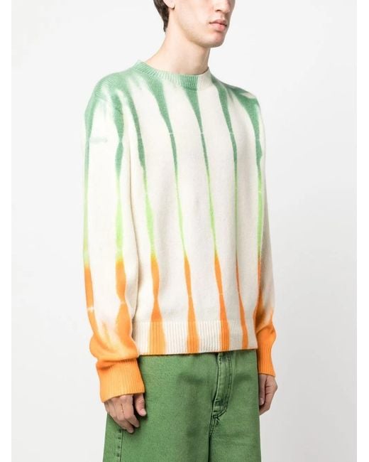 The Elder Statesman Green Abstract-Pattern Cashmere Jumper for men