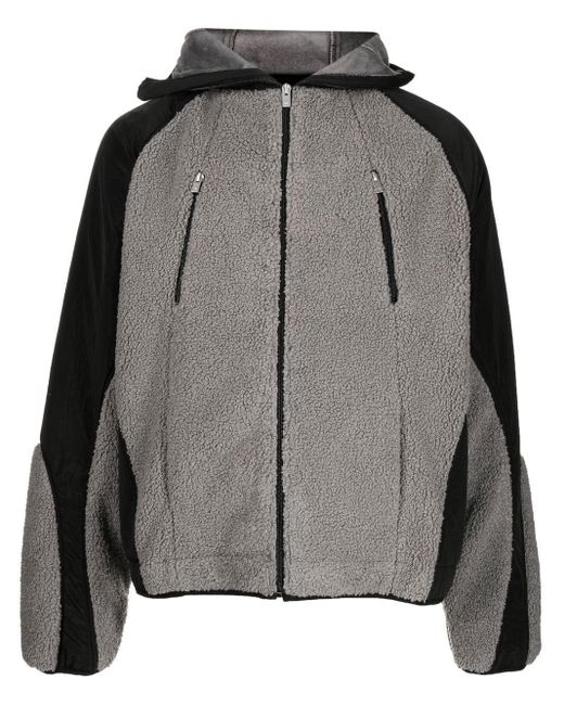 HELIOT EMIL Black Fleece Detail Zip-up Jacket for men