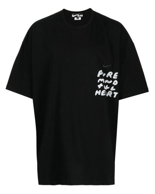 COMME DES GARÇON BLACK Black Graphic-Print Cotton T-Shirt for men