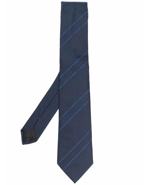 Givenchy Blue Logo-Embroidered Silk Tie for men