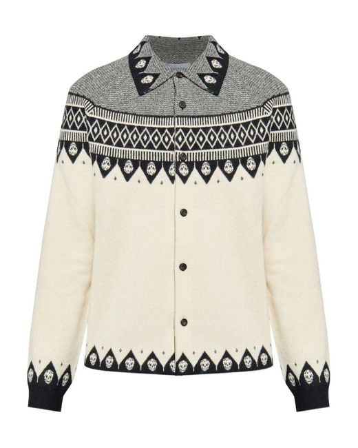 McQueen Black Skull-Motif Wool Cardigan for men