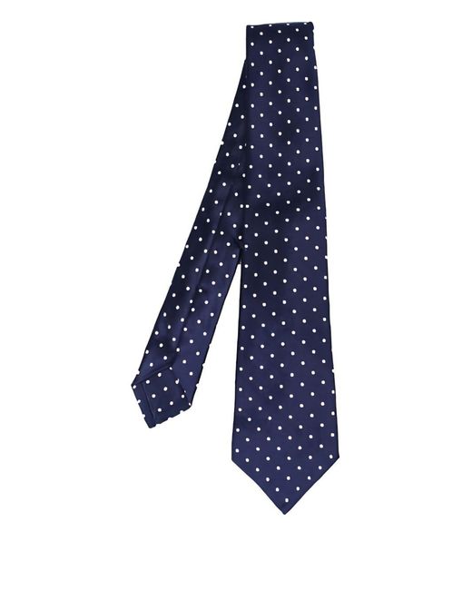 Kiton Blue Polka-Dot Tie for men