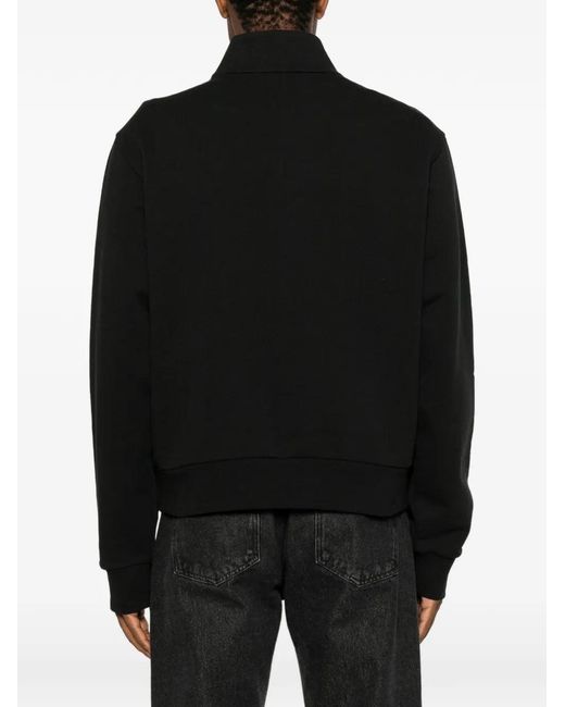Moncler Black Logo-Patch Half-Zip Sweatshirt for men
