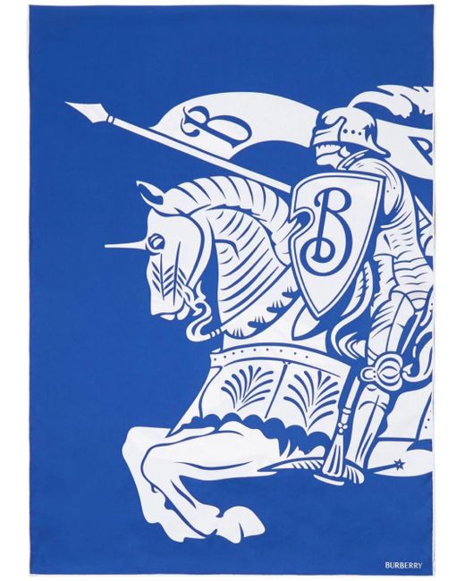 Burberry Blue Ekd-Print Silk Scarf for men
