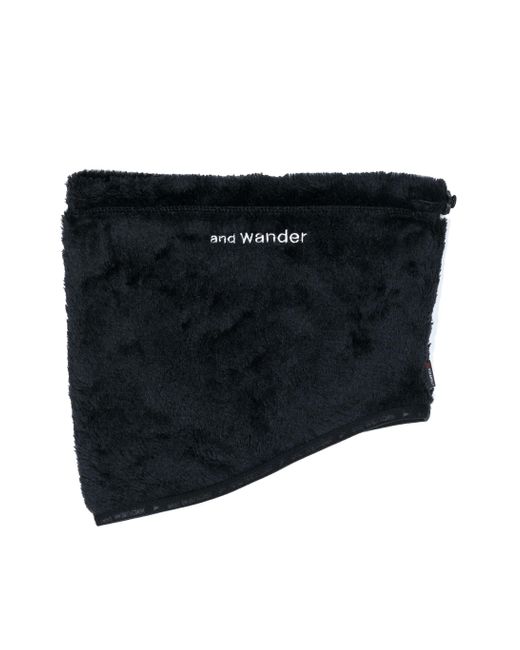 And Wander Black Logo-embroidered Fleece Neck Warmer for men