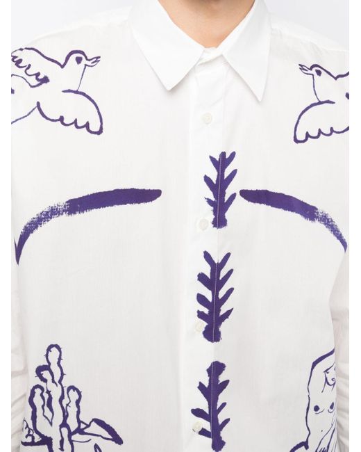 Carne Bollente White Painted-design Cotton Shirt for men